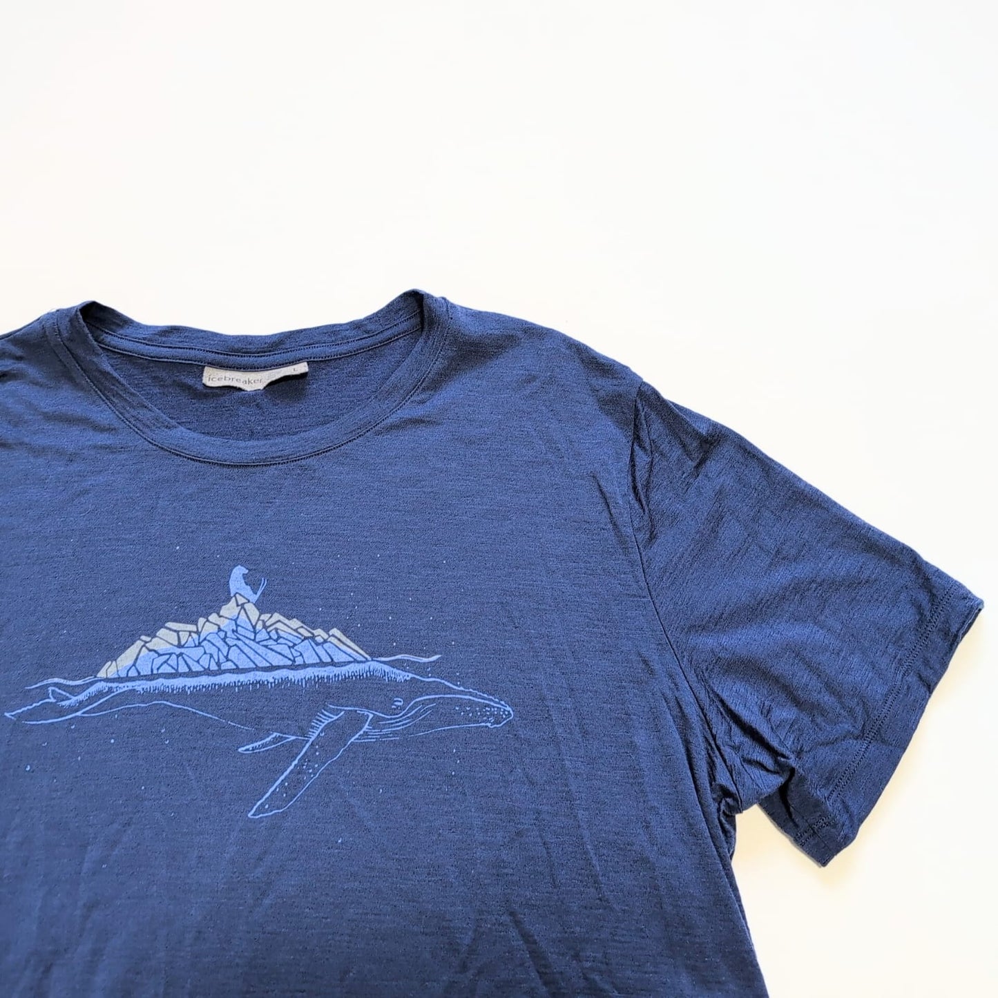 Merino T-Shirt von Icebreaker (L Herren) blau Print Berge