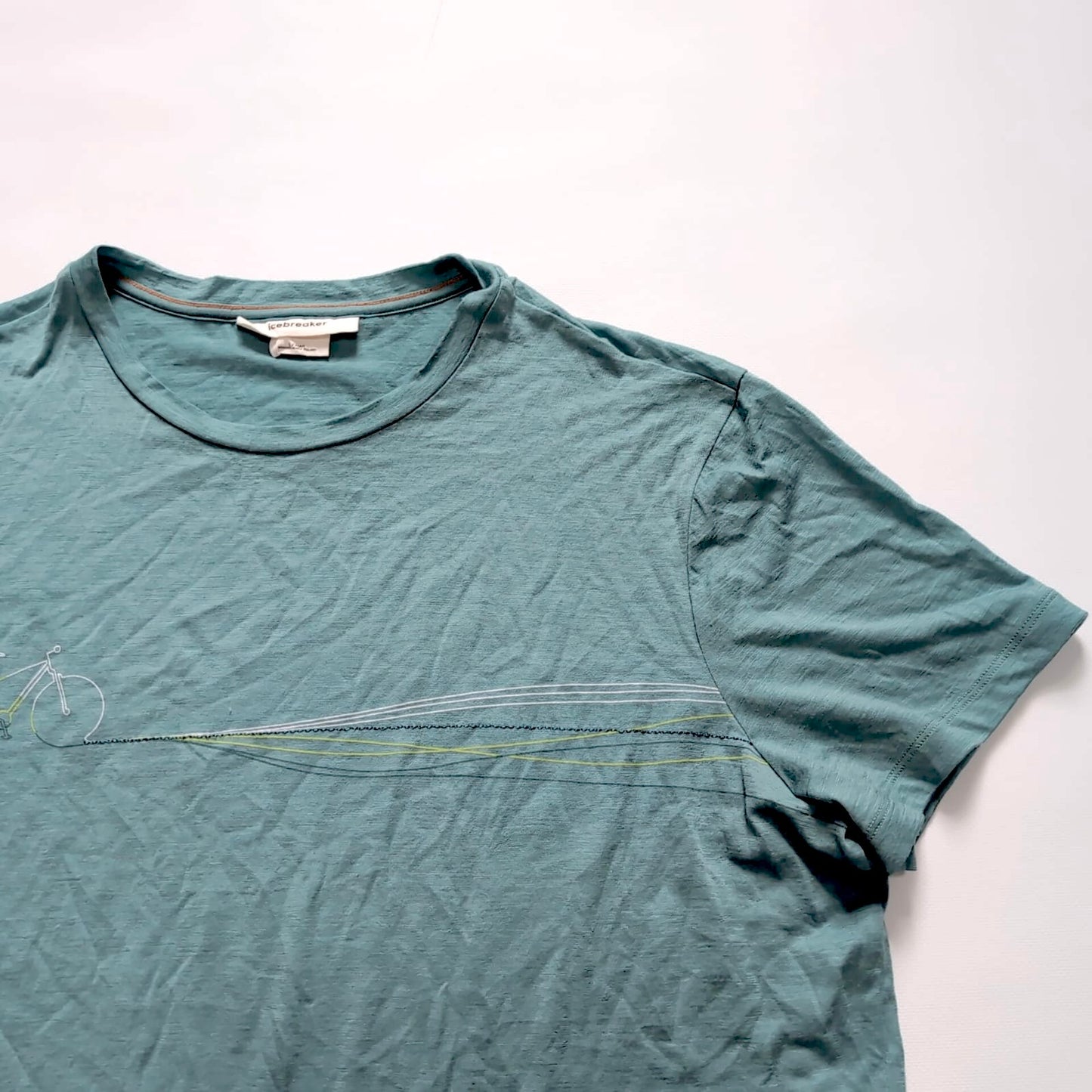 Merino T-Shirt von Icebreaker (L Herren) türkis blau Print Velo