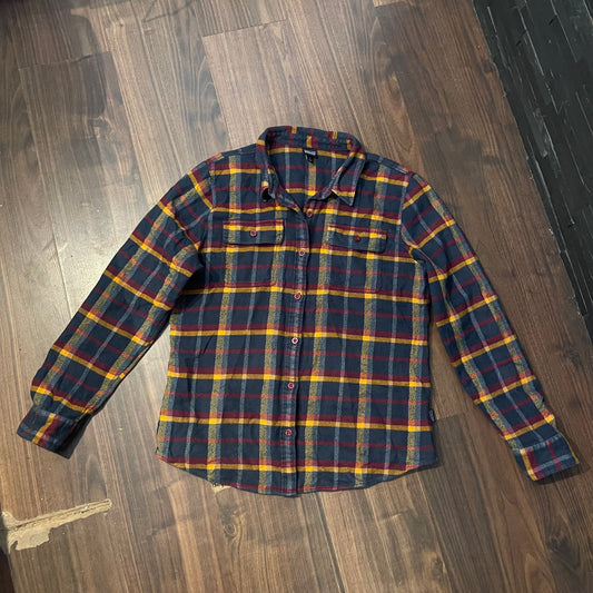 Patagonia Karo Hemd (L Damen) 100% Bio-Baumwolle dunkelblau kariert