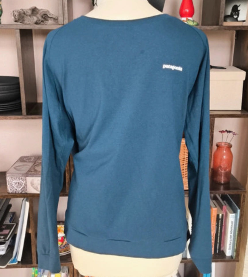 Patagonia Uprisal Pullover (L Damen) Longsleeve blau mit Backprint