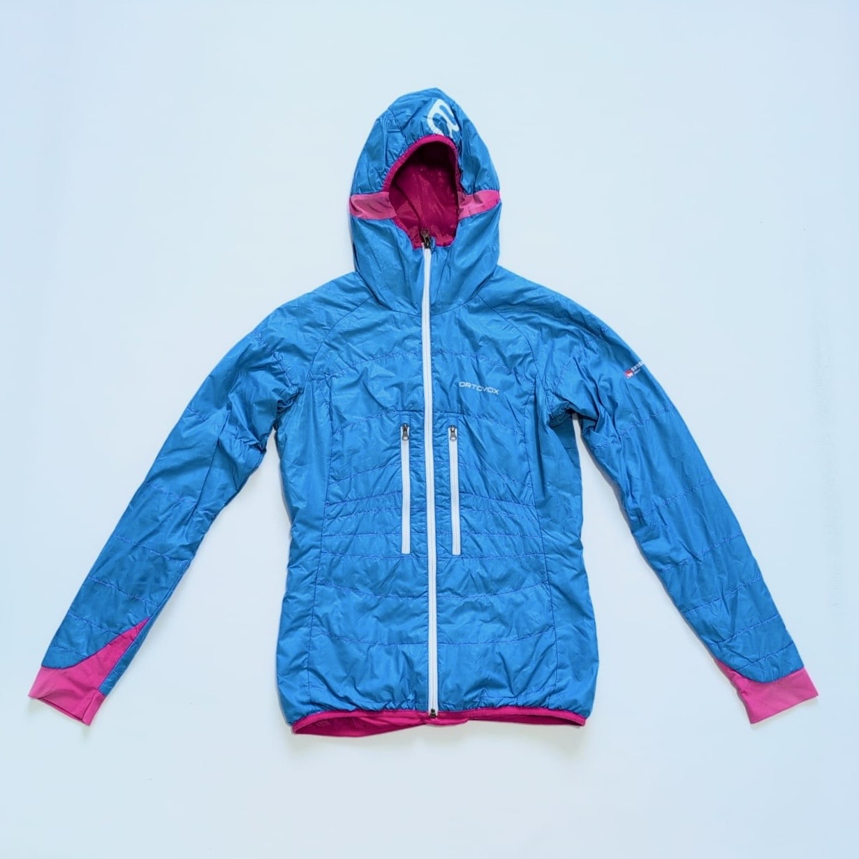 Wolle / Daunen Jacke von Ortovox (S Damen) blau mit Kapuze