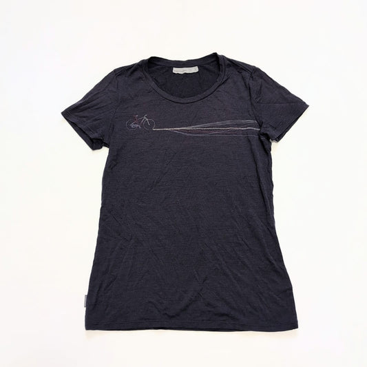 Merino T-Shirt Icebreaker (S Damen) marineblau Print Velo