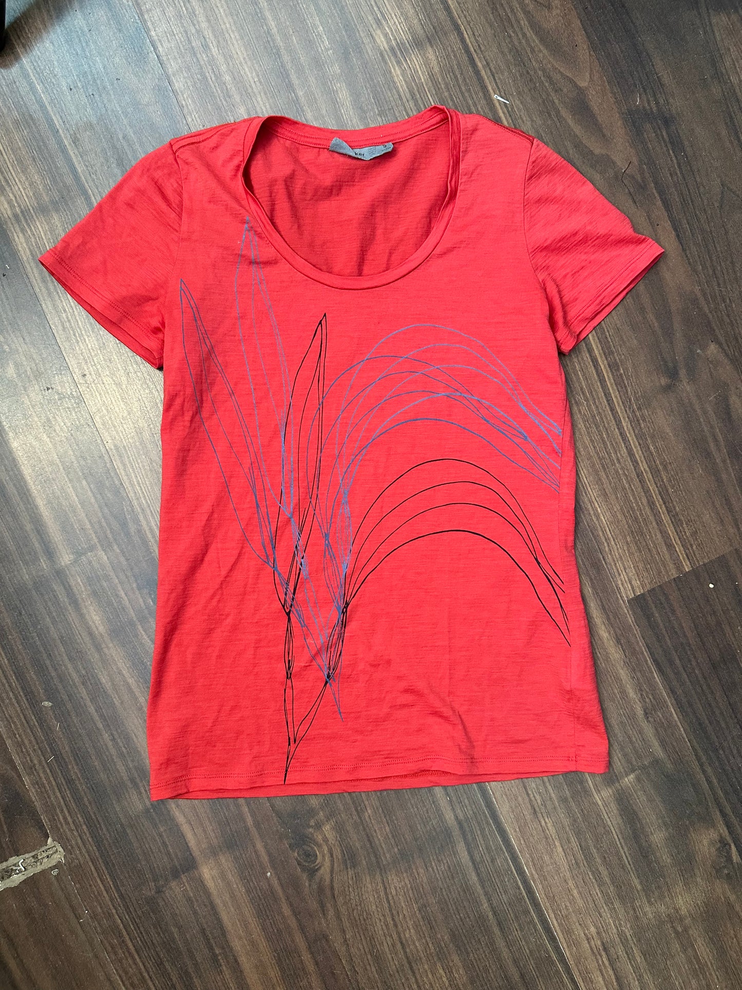 T-Shirt von Icebreaker Merino (S /M Damen) korallenrot mit Print