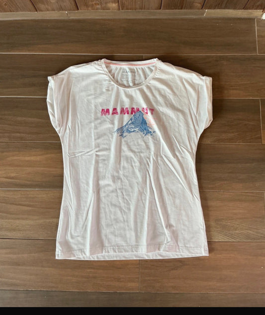 T-Shirt von Mammut (M Damen) pure Baumwolle weiß Print Oversized - wanderlich.com