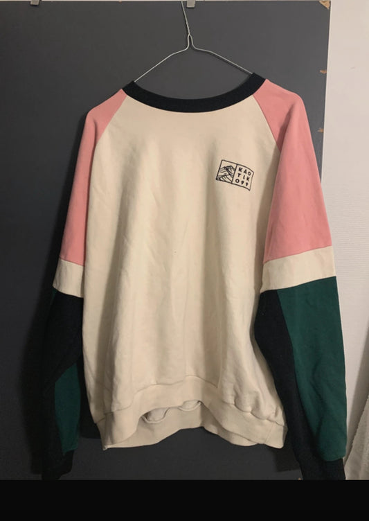 Pullover von Kaotiko (L Damen) Sweatshirt cremeweiß schwarz rosa grün