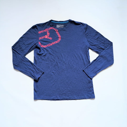 Ortovox 100% Merino Longsleeve (M Herren) blau Logo Print