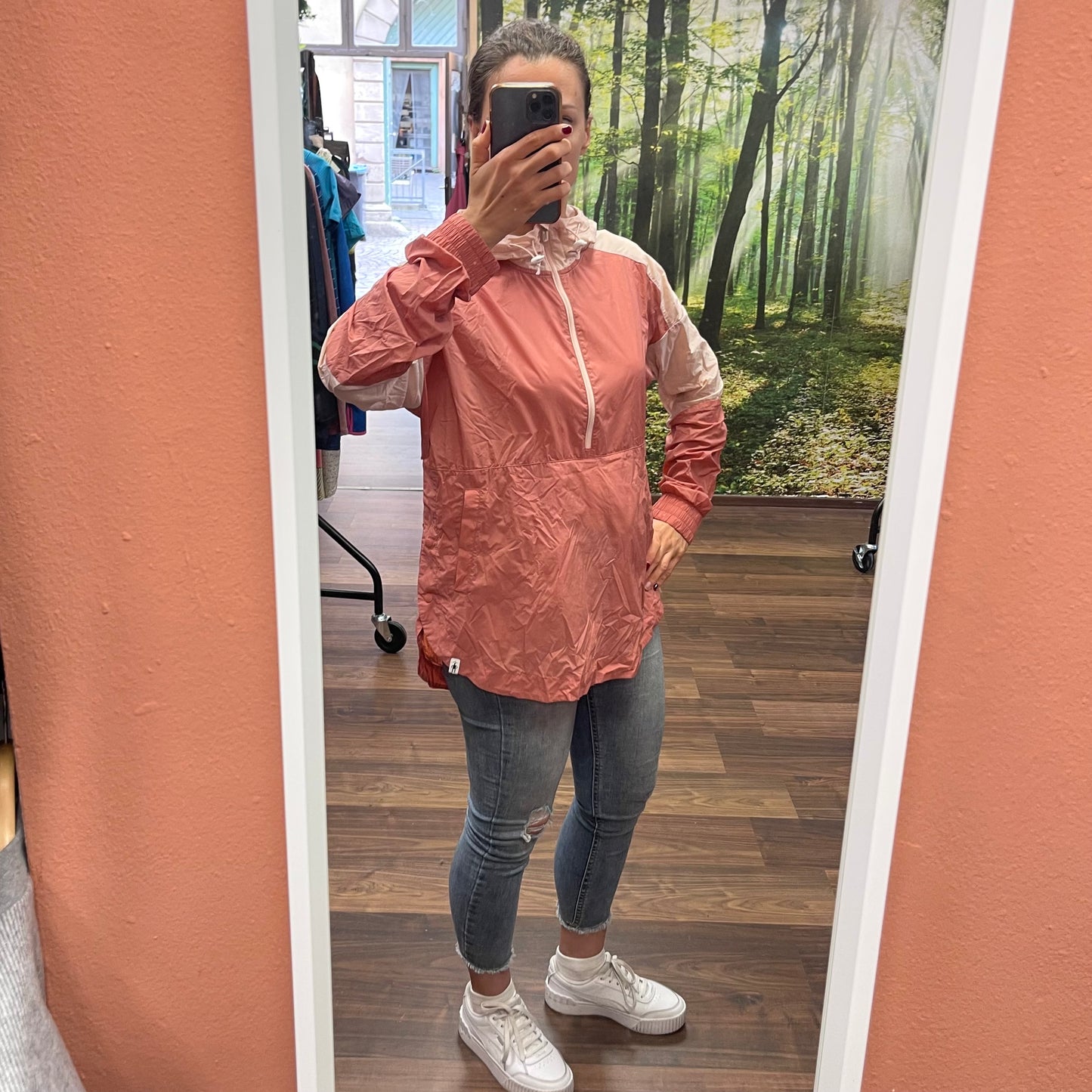 Ultraleichte Regen Jacke mit Merino (M / L Damen) Schlupfjacke rosa