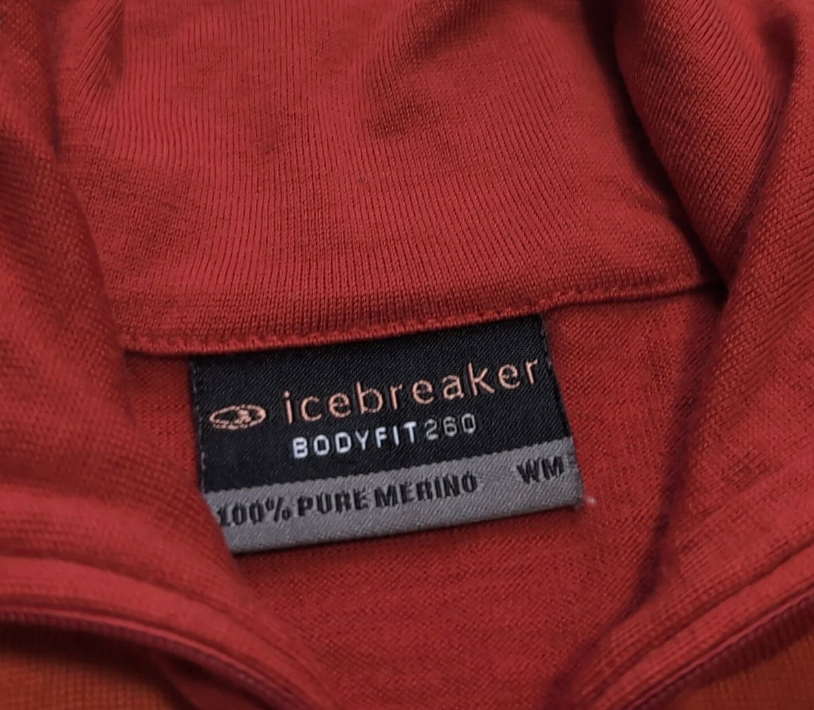 Merino Zip Longsleeve von Icebreaker 260 (M Damen) orange rot - wanderlich.com