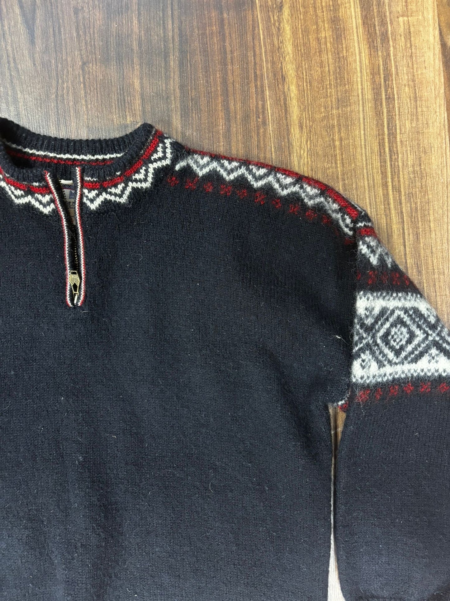 Strick Pullover Dale of Norway (M bis L Herren) Neck Zip schwarz Muster - wanderlich.com