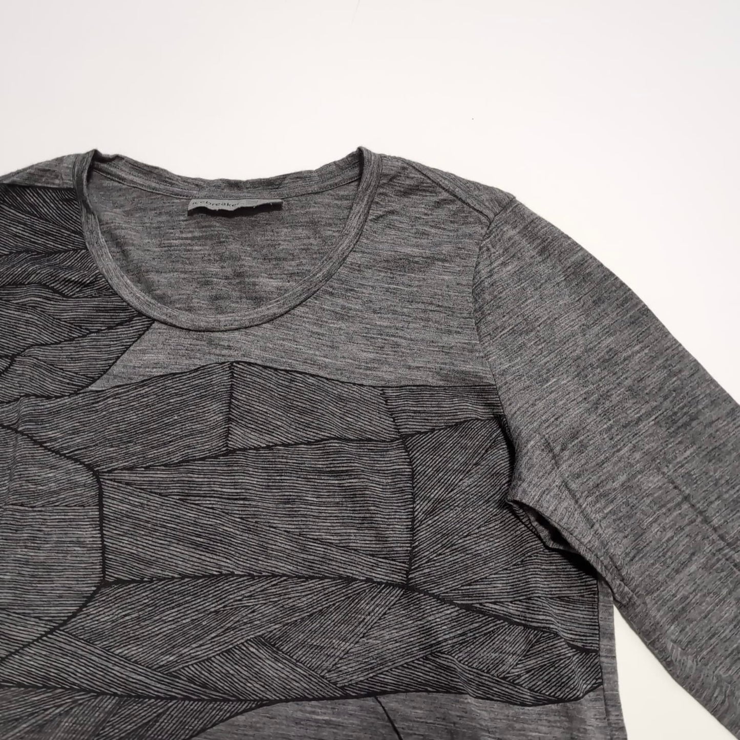 Longsleeve Icebreaker (L Damen ) Merino grau Print - wanderlich.com