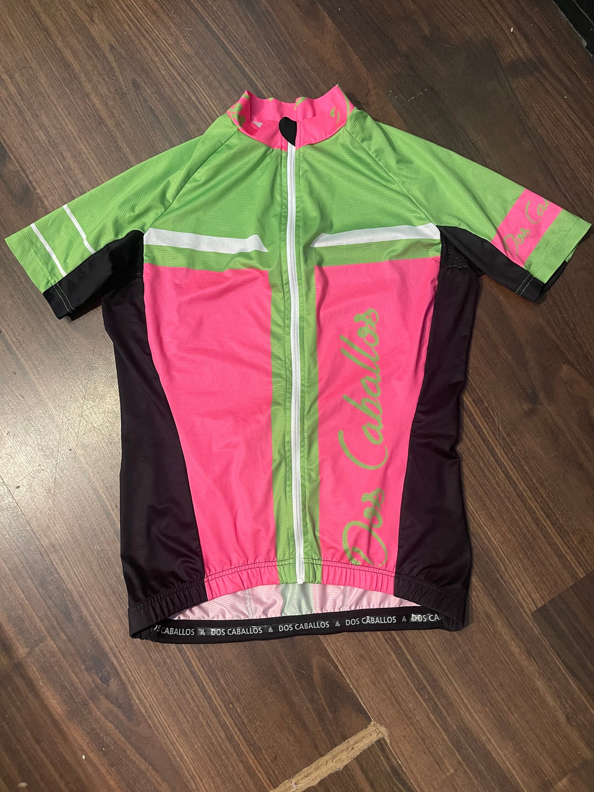 Full Zip Radtrikot  (XS Damen) pink grün Dos Caballos - wanderlich.com