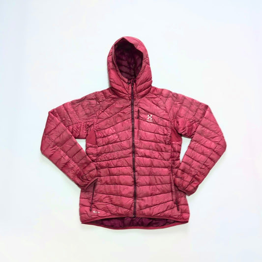 Daunen Jacke von Haglöfs (L Damen) Steppjacke mit Kapuze beerenfarbig