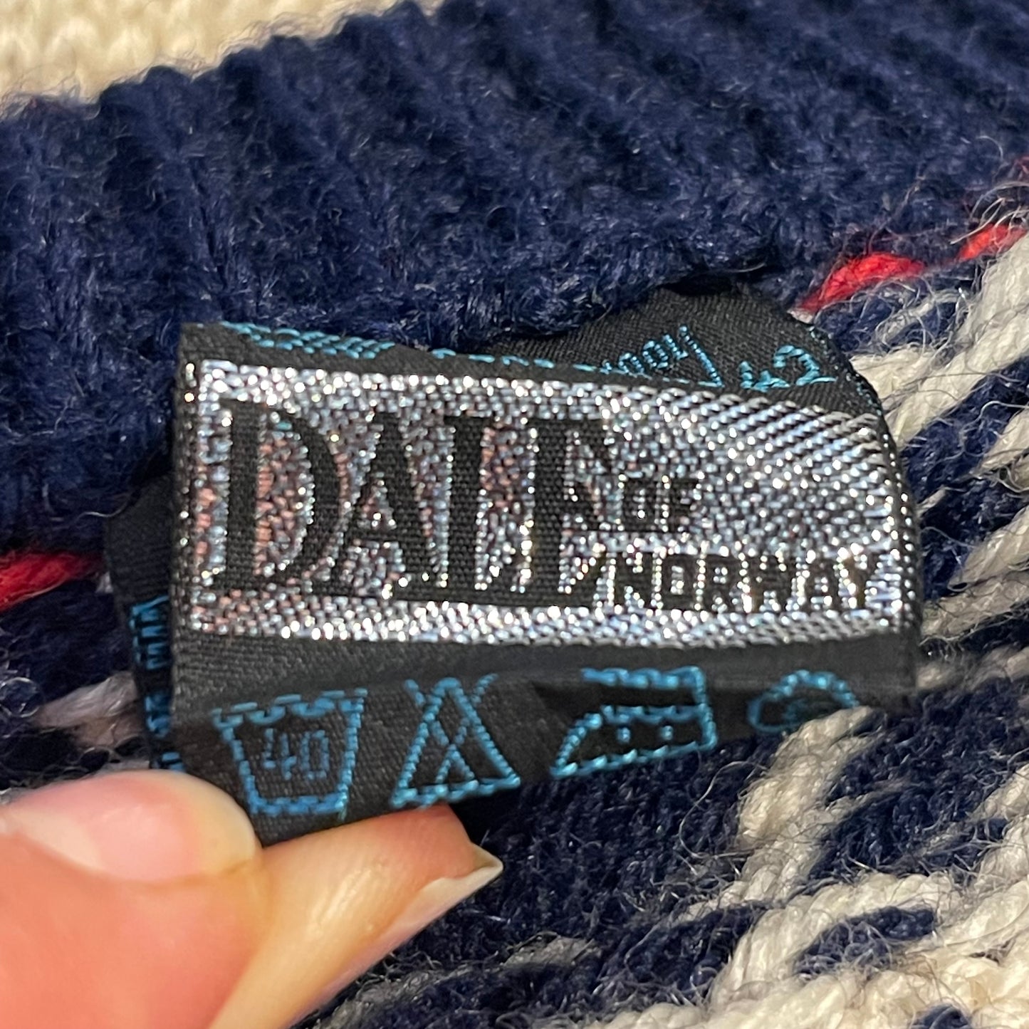 Strickjacke von Dale of Norway (L /XL Damen oder M Herren) weiß-dunkelblau