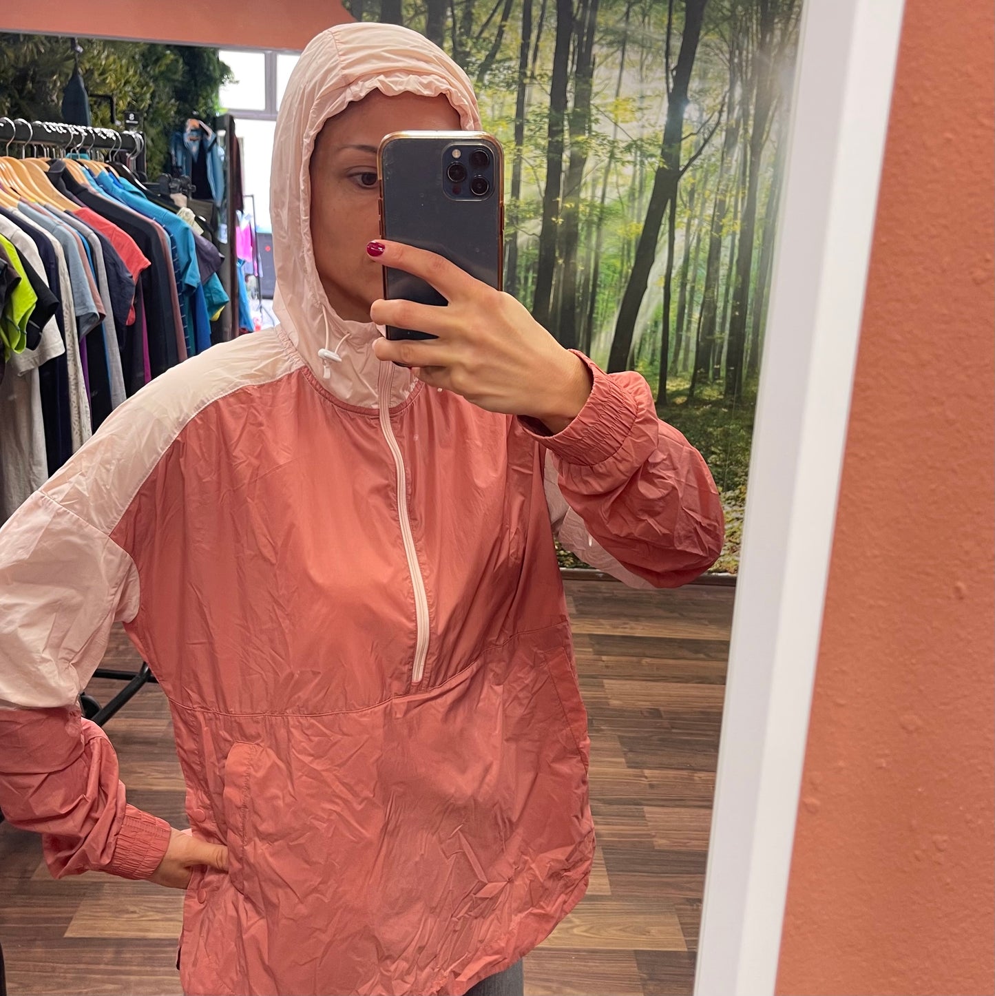 Ultraleichte Regen Jacke mit Merino (M / L Damen) Schlupfjacke rosa