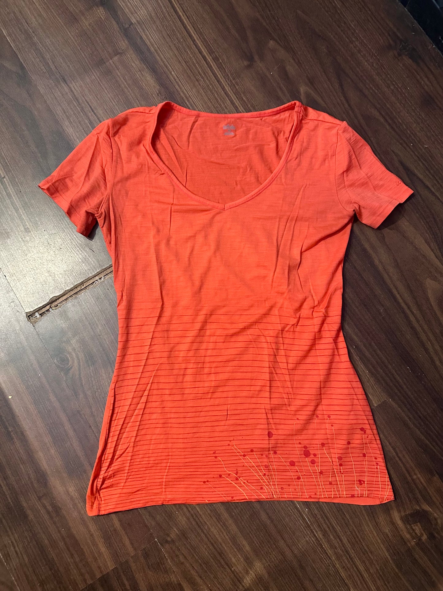 Merino T-Shirt von Icebreaker (M Damen ) korallenrot mit Print
