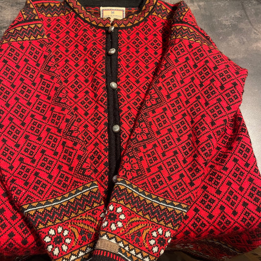Strick Jacke von Dale of Norway (M Damen) Cardigan rot mit Muster