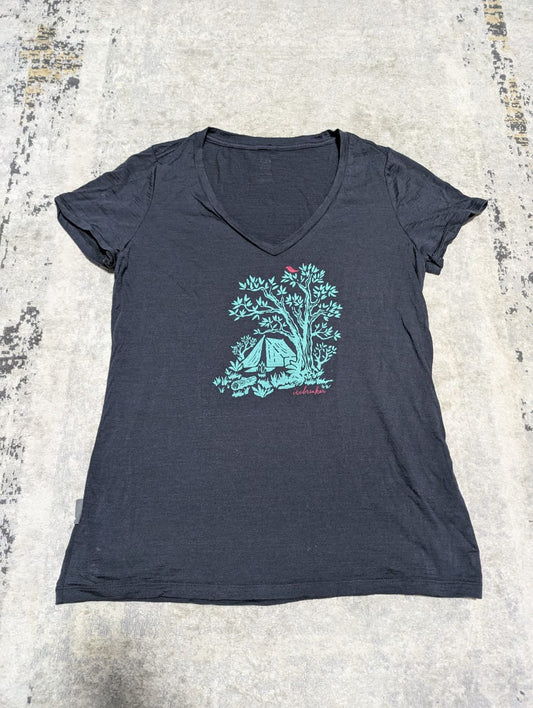 T-Shirt von Icebreaker Merino ( Damen M ) dunkelblau Print
