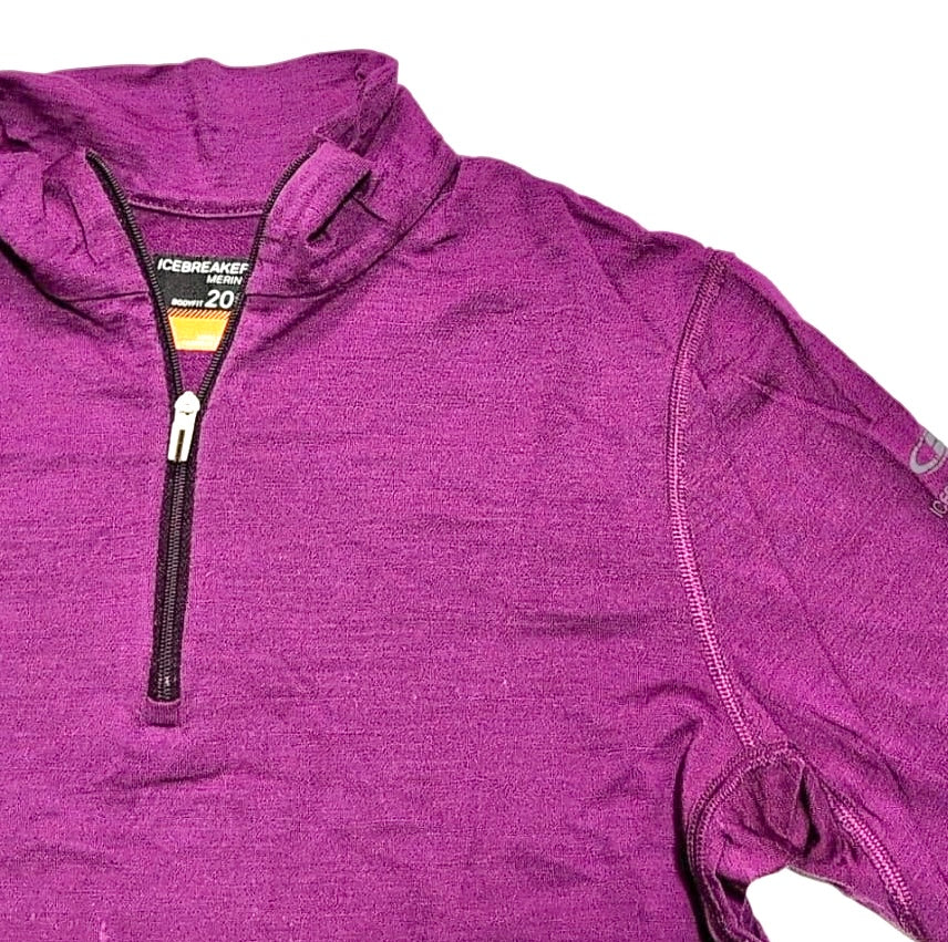 Merino Zip Longsleeve Icebreaker (M Damen) Magenta lila