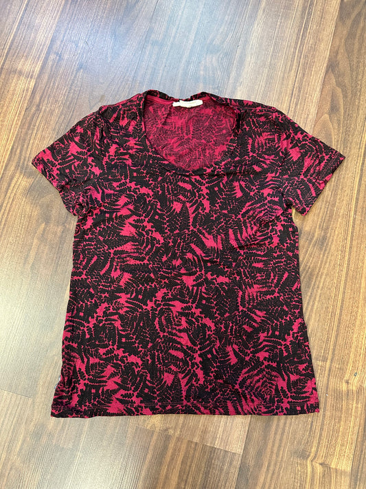 T-Shirt von Icebreaker Merino (M Damen) Magenta mit floralem Print