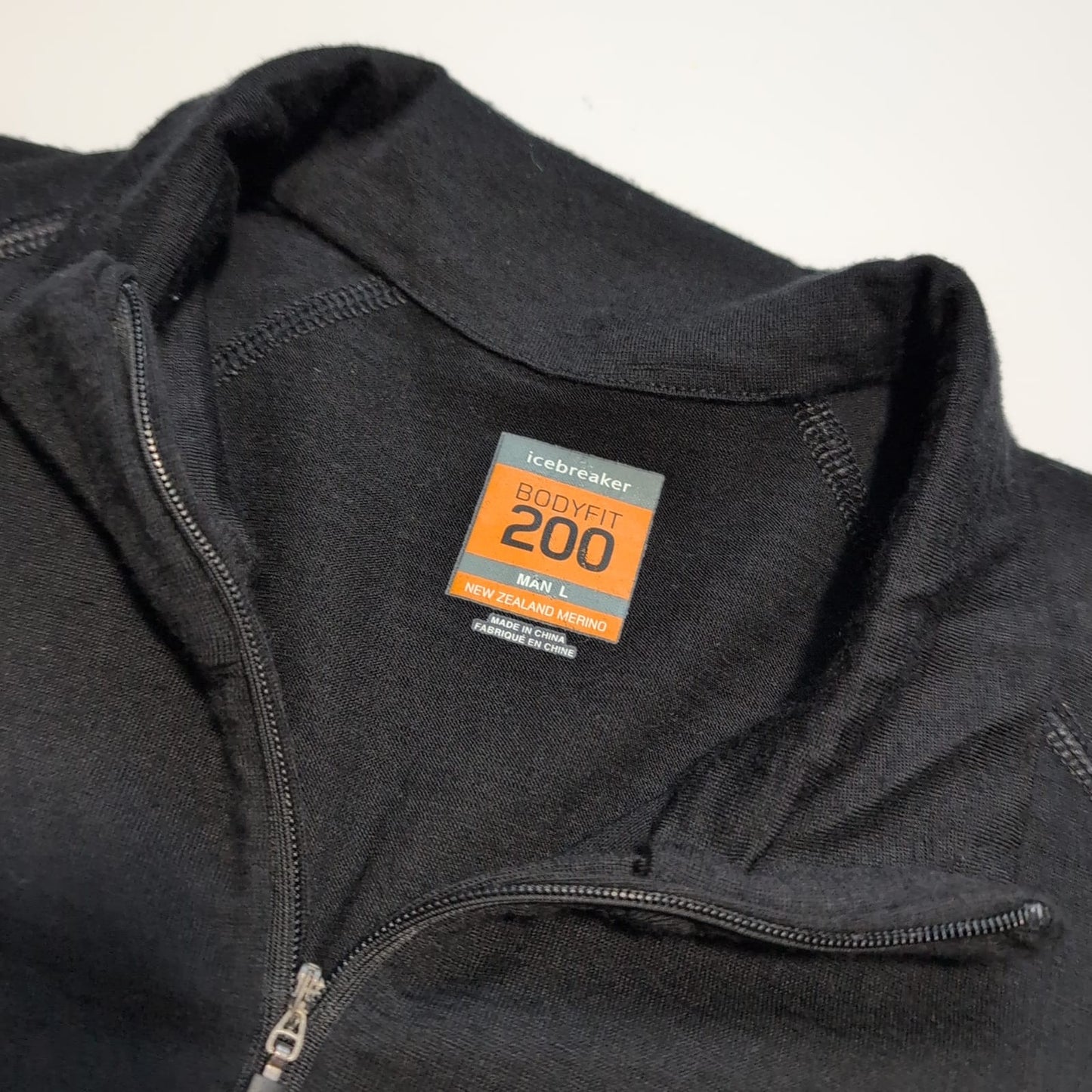 Merino Longsleeve von Icebreaker (L Herren) Langarm Zip Shirt schwarz