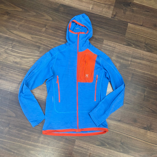 Fleecejacke von Dynafit (S Herren) Kapuze Zipper Sweatshirt blau-orange