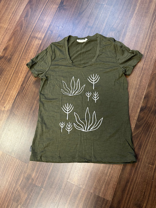 T-Shirt von Icebreaker Merino (M Damen) khaki mit Print