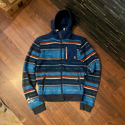 Fleece Jacke von Maloja (L Herren) Strickoptik, Cord dunkelblau gestreift