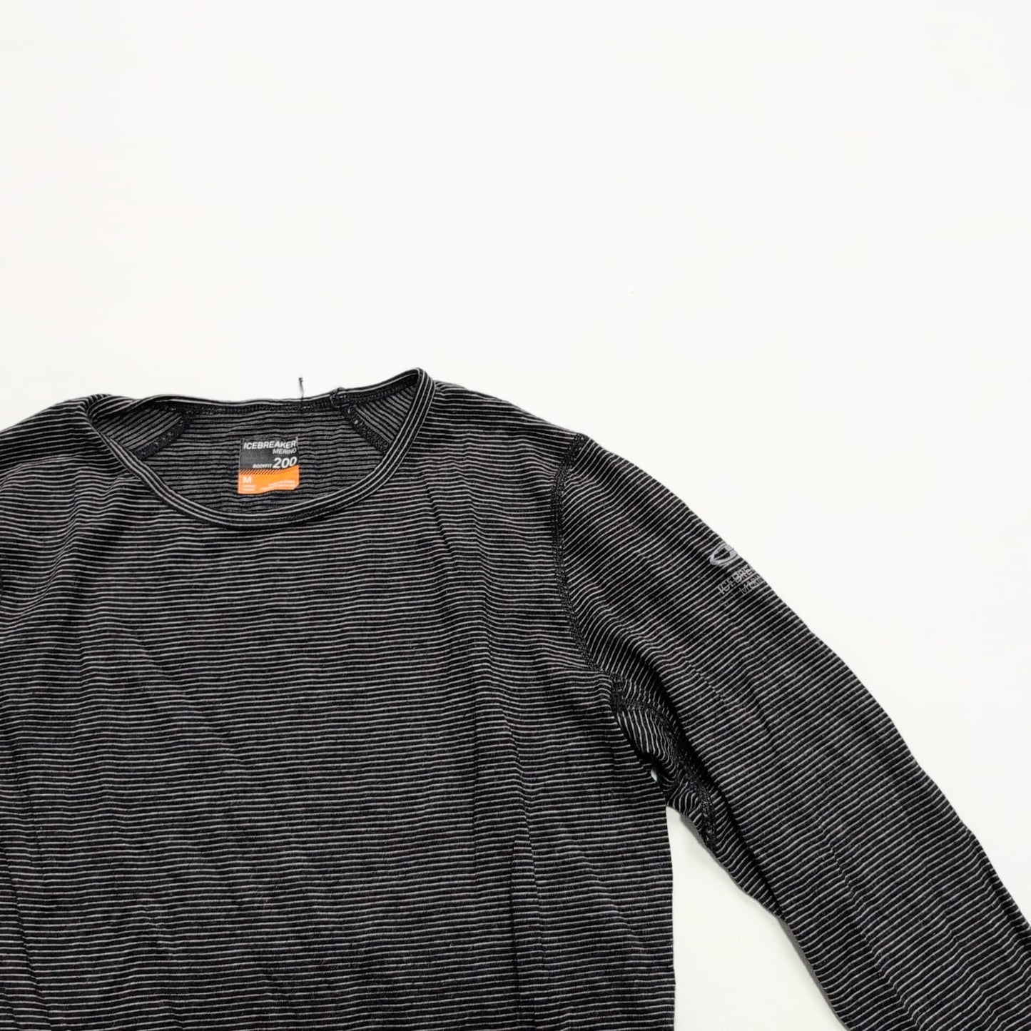 Merino 200 Longsleeve von Icebreaker (M Damen) Langarmshirt schwarz gestreift