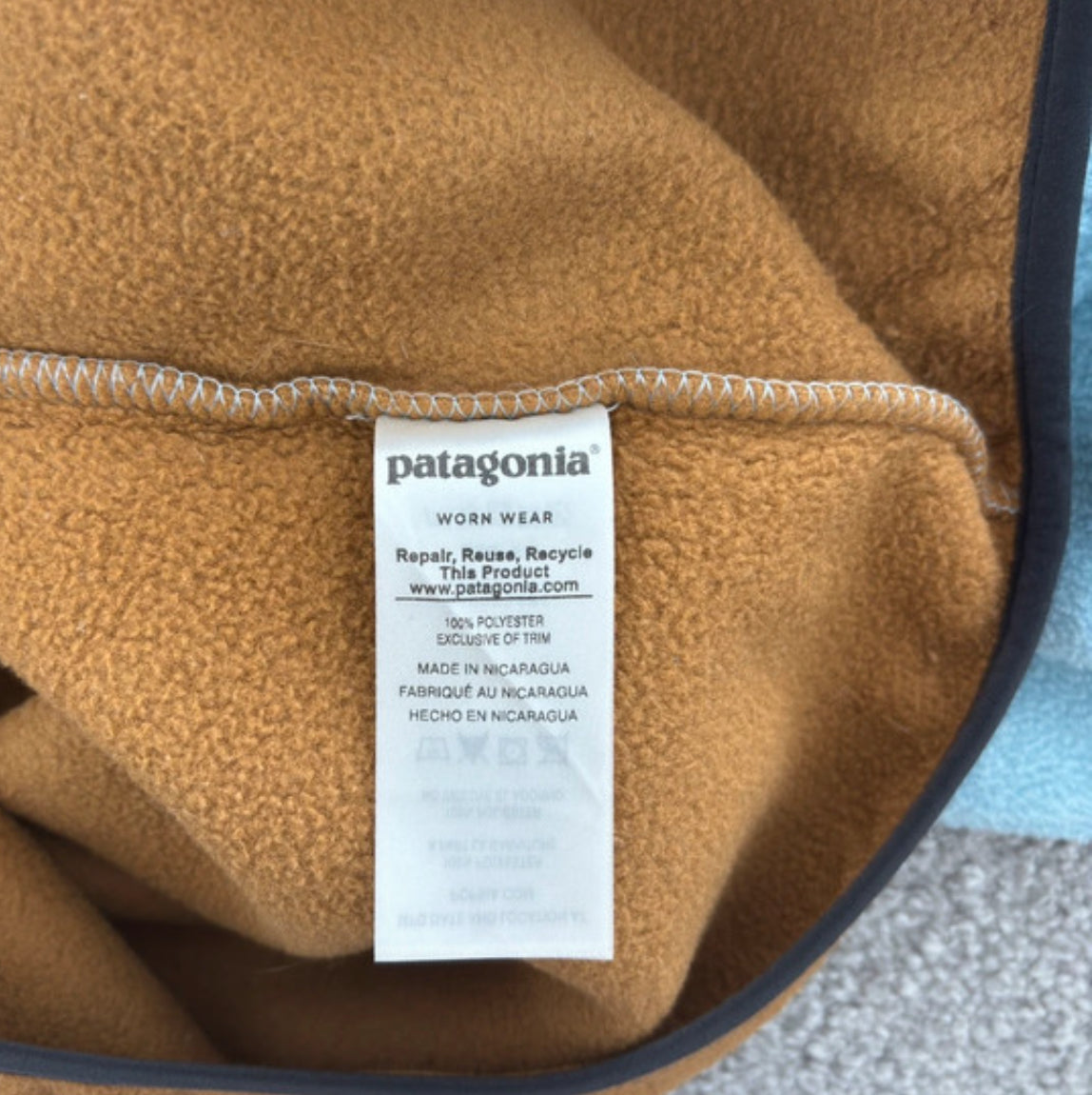 Fleece Pullover von Patagonia Synchilla (XS Damen) hellblau- ocker