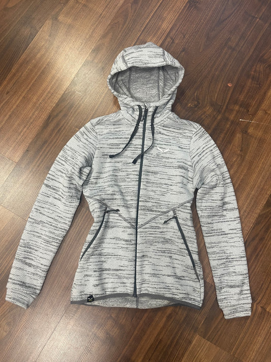 Fleece Jacke von Salewa (XS Damen) Kapuzenjacke Strickoptik grau