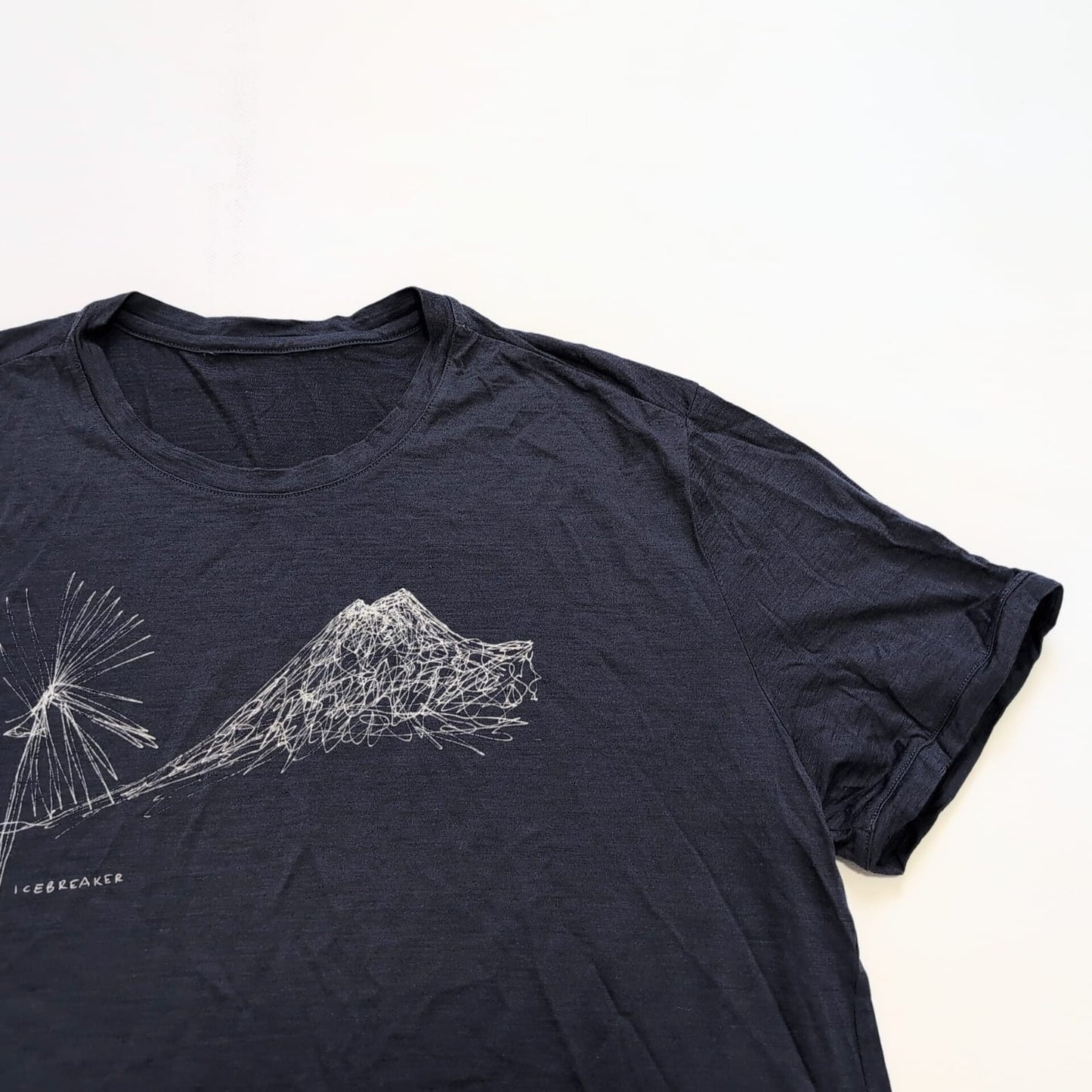 100% Merino T-Shirt von Icebreaker (XL Herren) marineblau mit Print