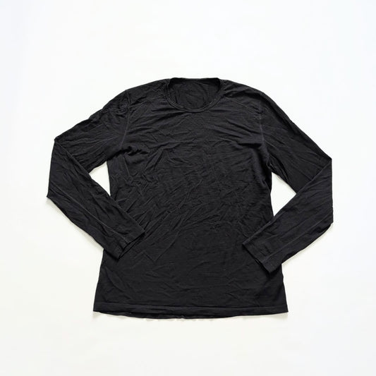 Merino Longsleeve (L Herren) Langarmshirt schwarz
