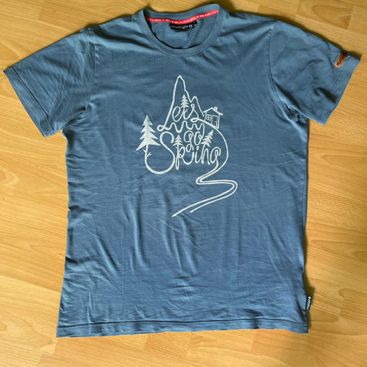Baumwolle T-Shirt von Maloja (L Herren) blau mit Künstlerprint