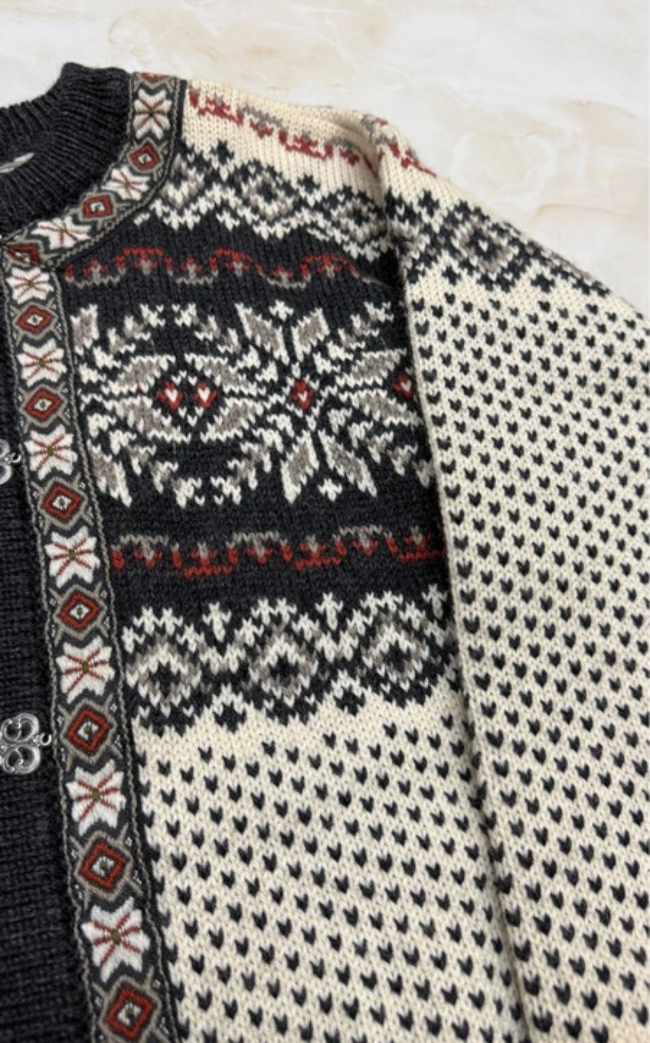 Strick Jacke Dale of Norway (M Herren /L Damen) weiß dunkelgrau