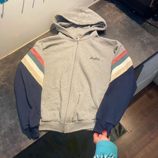 Hooded Jacket von Kaotiko (L Herren) Full Zip Sweatshirt hellgrau bunt