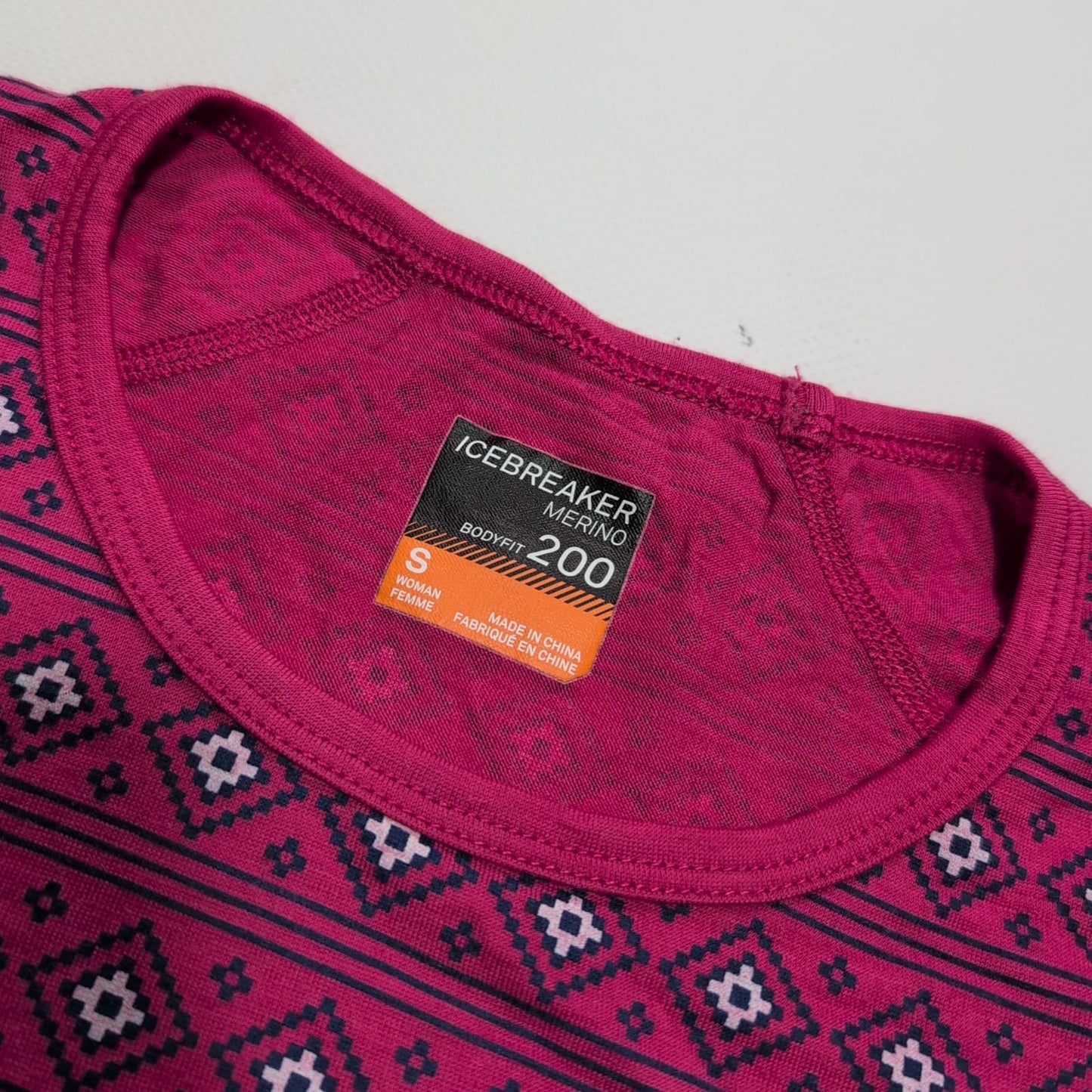 Longsleeve Icebreaker (S Damen) Merino pink Muster