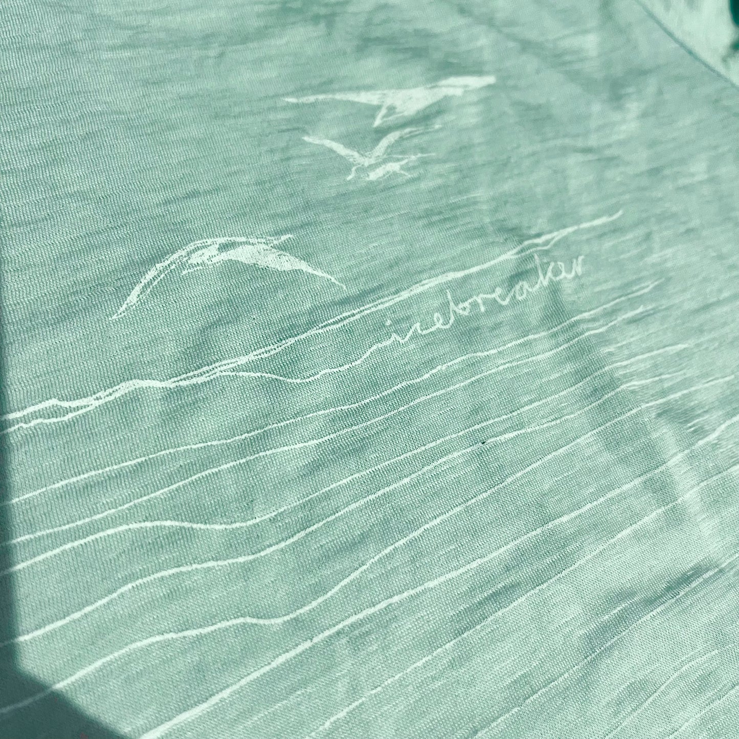 Merino T-Shirt von Icebreaker (Damen M) türkis mit Print