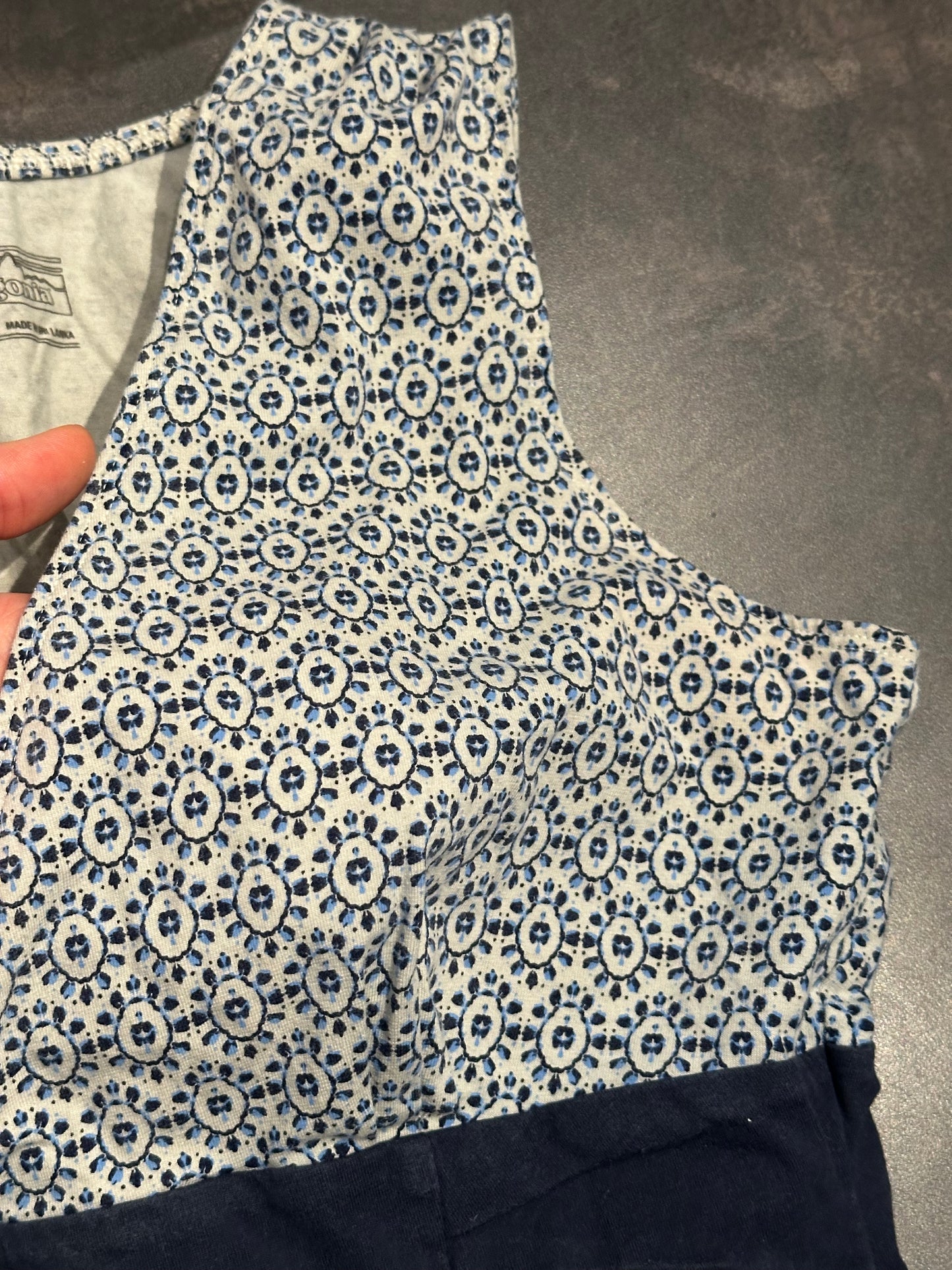Kleid Patagonia Baumwolle (Größe S :36 ) Muster weiß marineblau