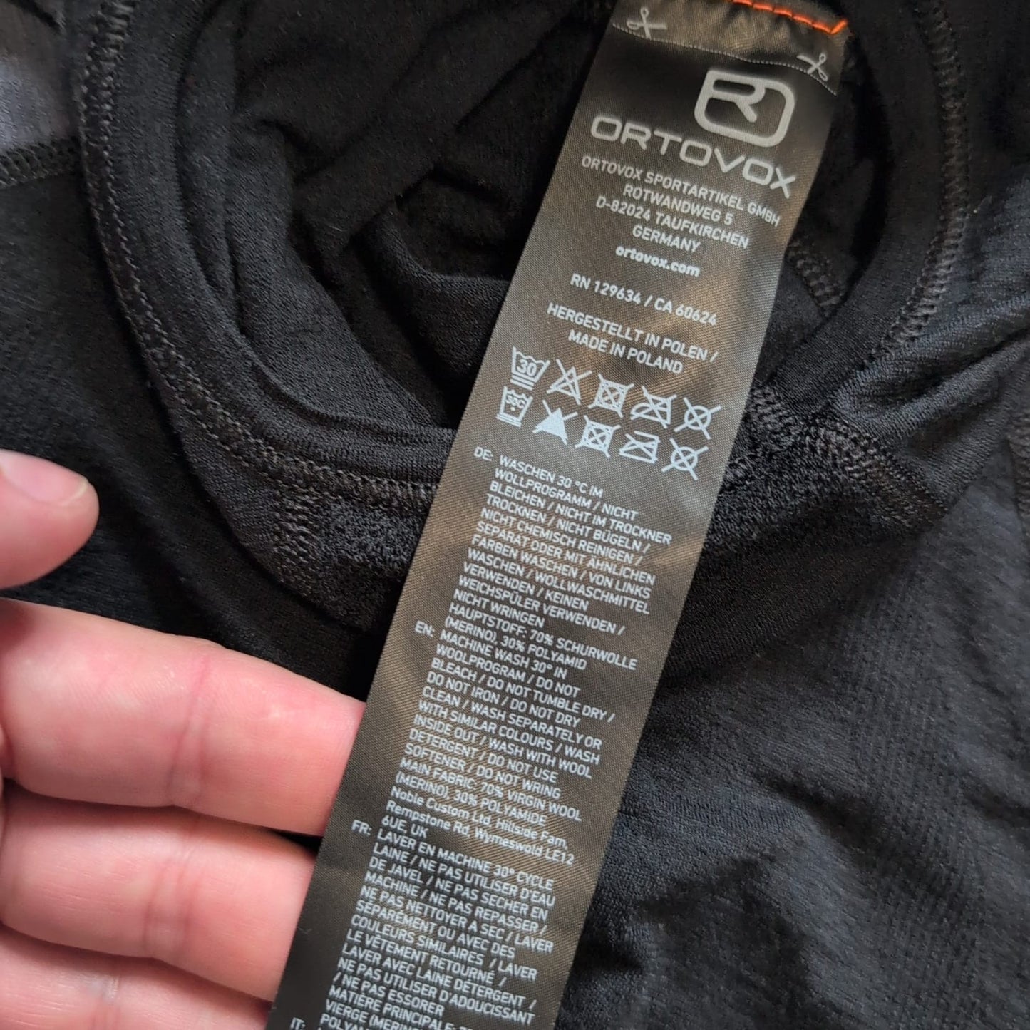 Merino Longsleeve Ortovox (L Damen / M Herren) Kompression Shirt schwarz