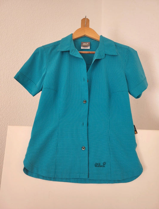 Kurzarm Hemd von Jack Wolfskin (S Damen) blau kleinkariert