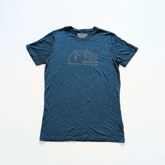 Merino T-Shirt von Ortovox (M Herren) blau mit Print