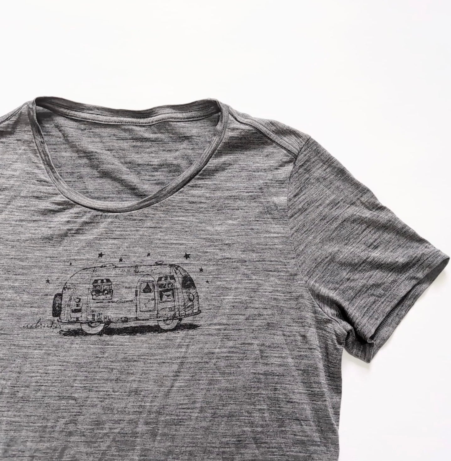 T-Shirt von Icebreaker Merino (S bis M Damen) grau - Print Camper