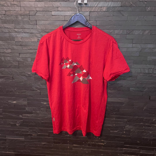 Merino T-Shirt von Icebreaker (M Herren) rot mit Print Bergwandern