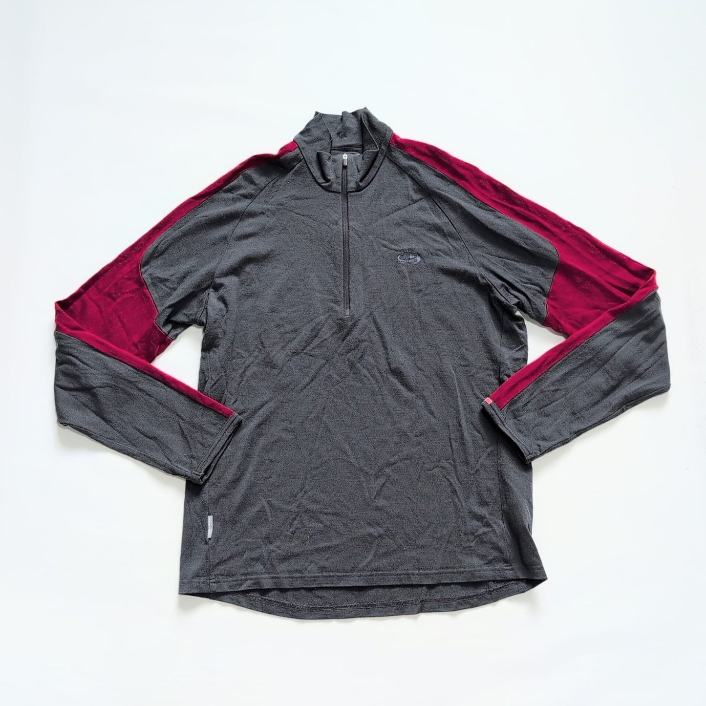 Merino 200 Longsleeve Icebreaker (Herren XL) Neck Zip grau rot