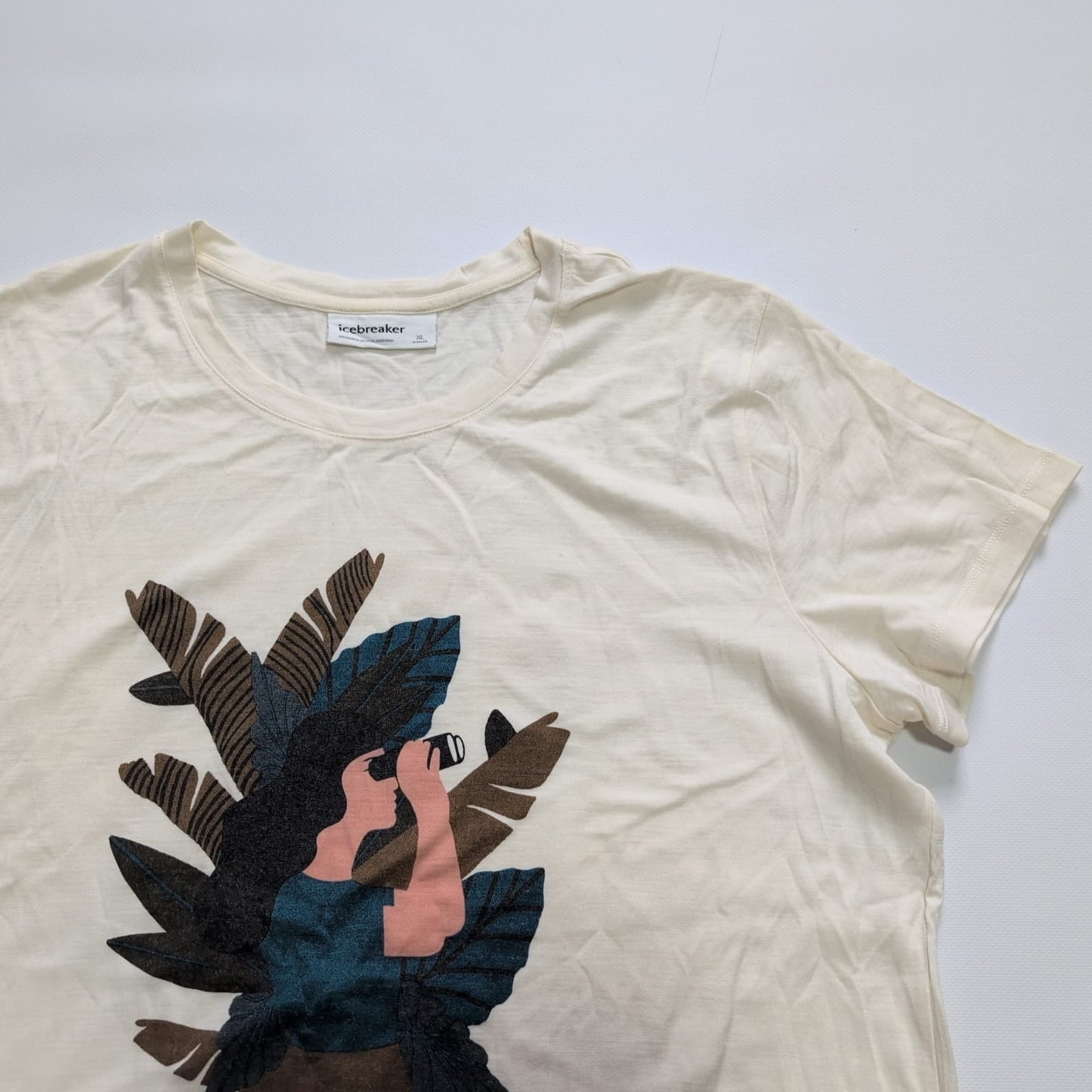 T-Shirt von Icebreaker 100% Merino (XL Damen) weiß Print