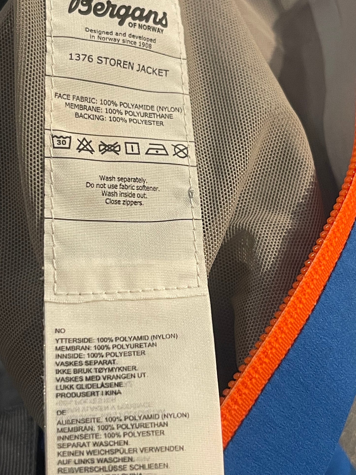 Hardshell Jacke Bergans of Norway (M Herren) wasserdicht blau