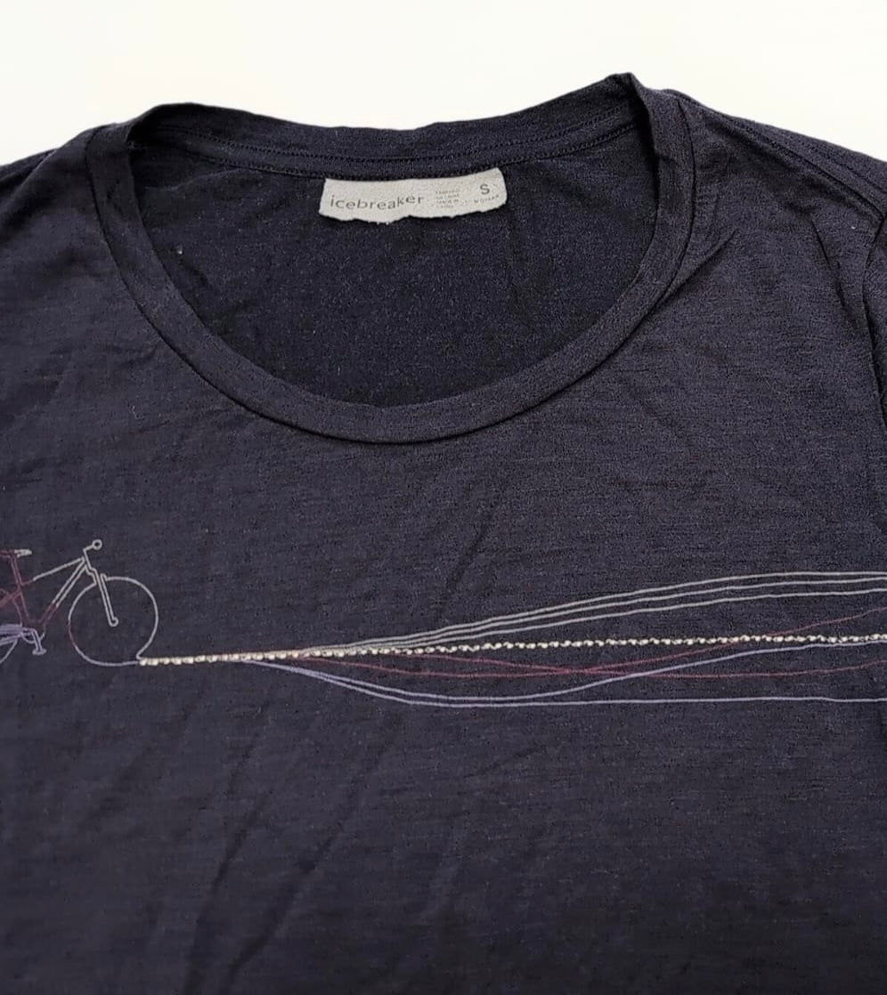 Merino T-Shirt Icebreaker (S Damen) marineblau Print Velo
