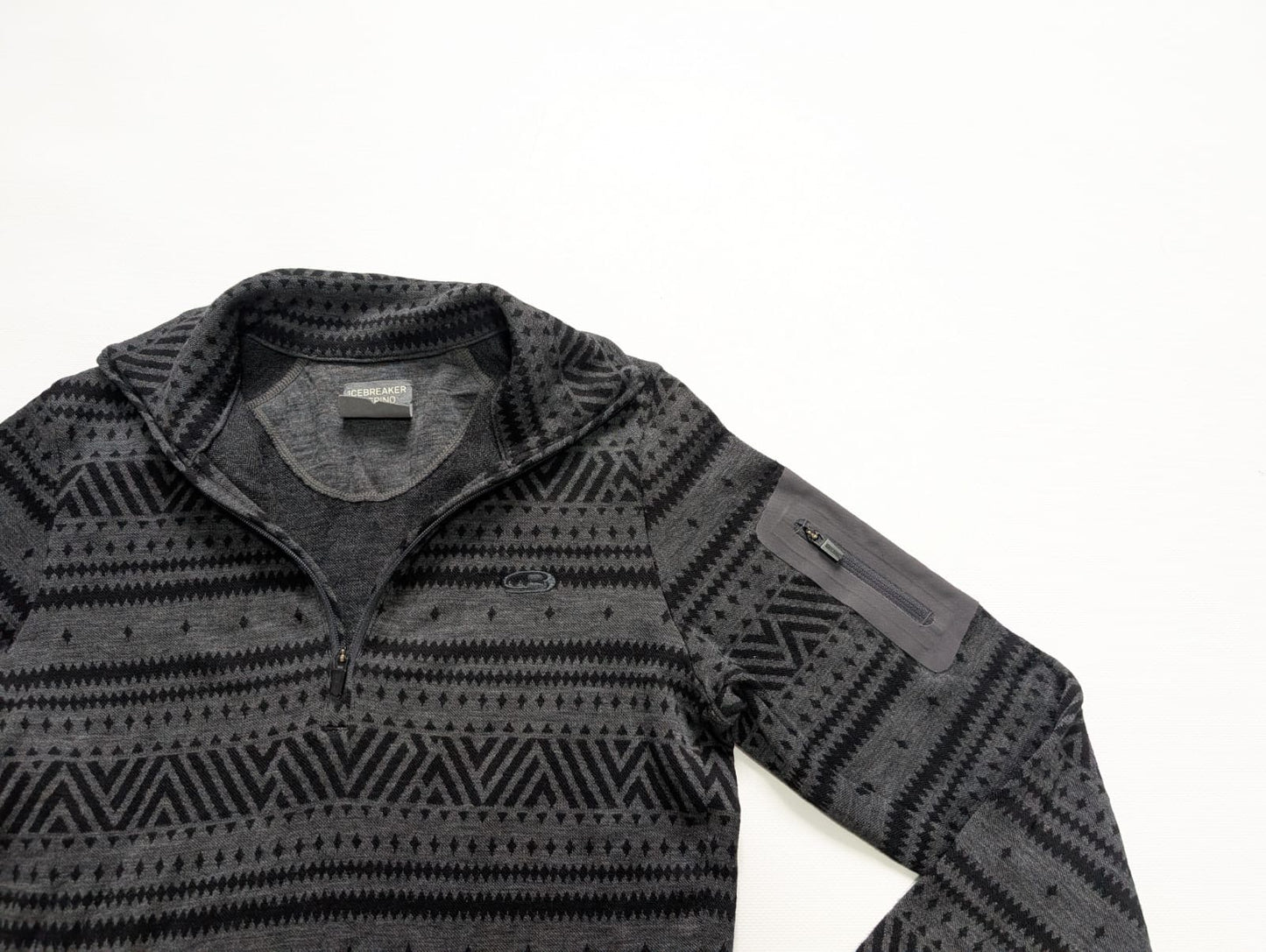 Longsleeve Icebreaker Merino (M Damen) Wollpullover grau-schwarz