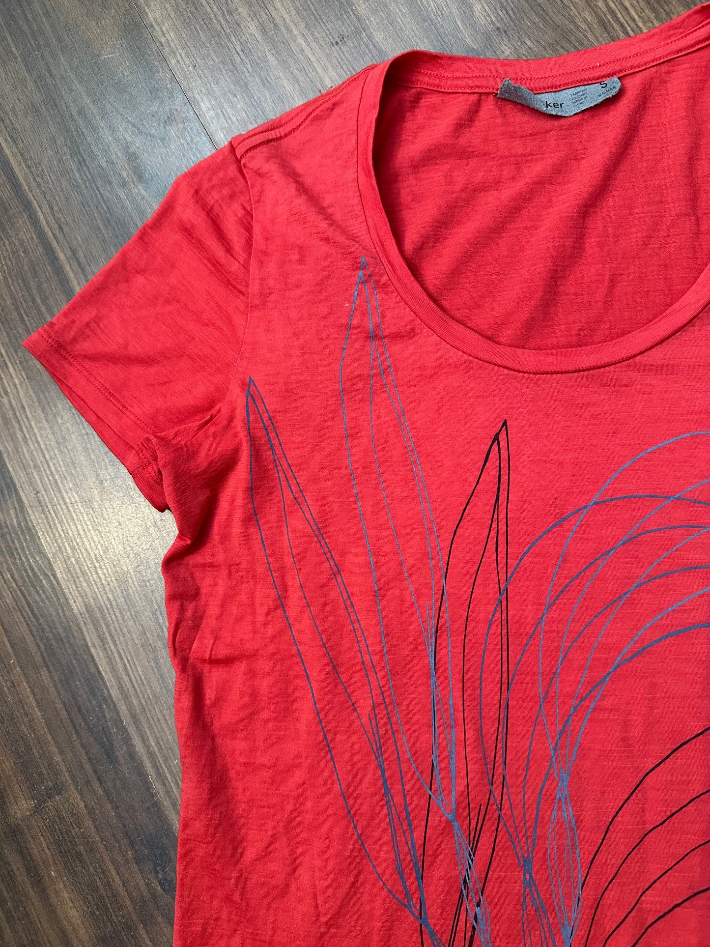 T-Shirt von Icebreaker Merino (S /M Damen) korallenrot mit Print