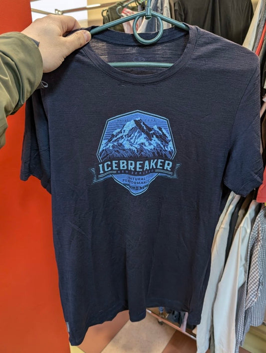 Merino T-Shirt von Icebreaker (S Herren) dunkelblau Print Berge
